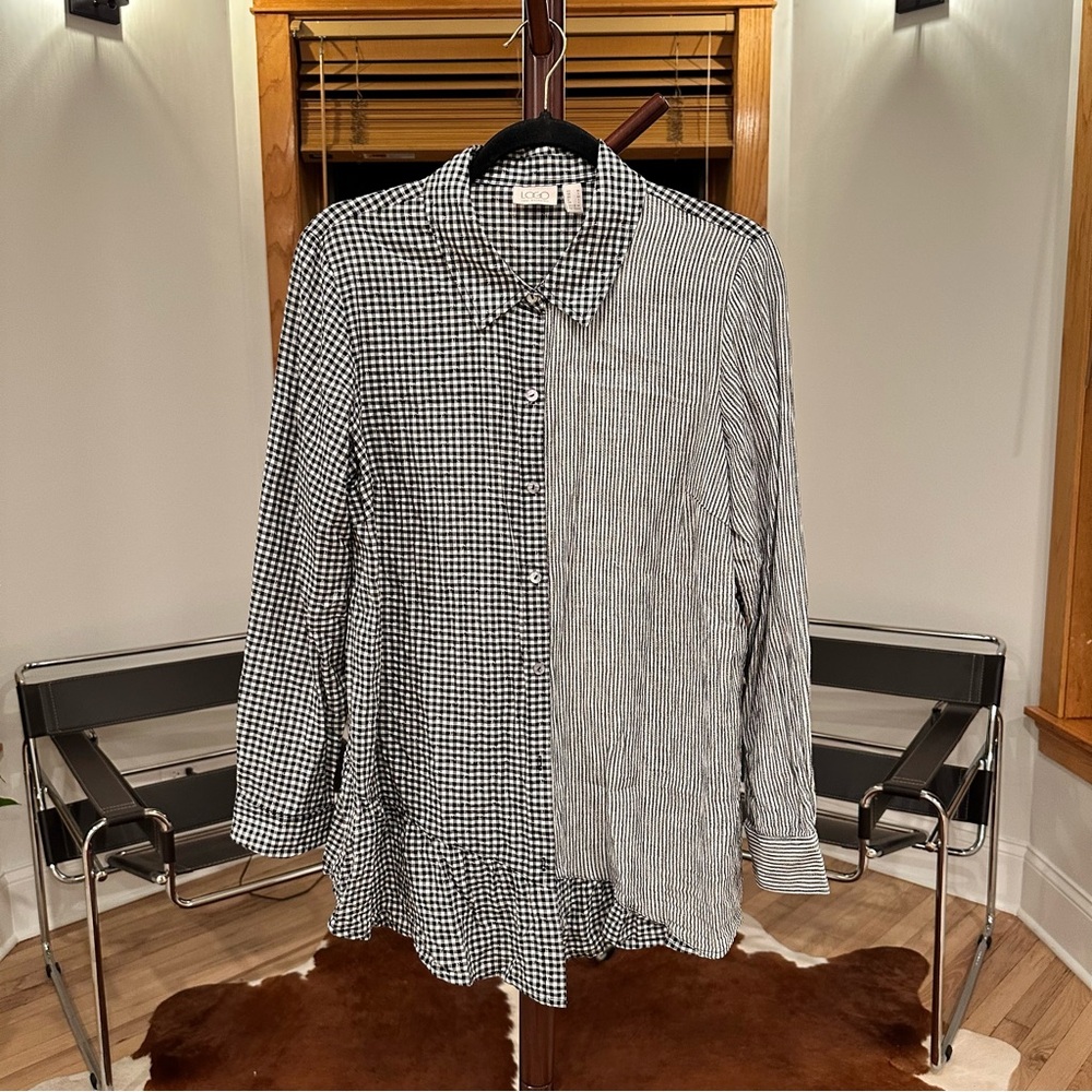 Gingham Button Down Top